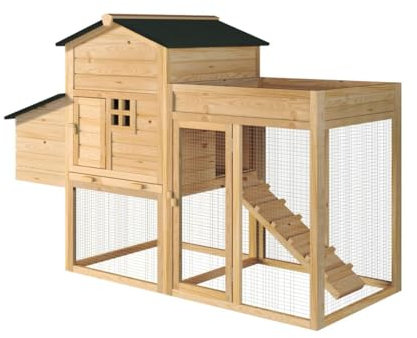 Vente-unique - Hühnerstall Campora -L 168cm x B 64cm x H 109.5cm- Kiefer - naturfarben hell