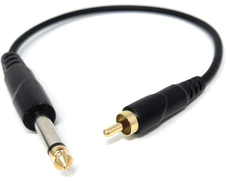 DRUT Cavo audio jack mono da 6,35 mm a RCA Phono - Cavo patch di segnale per mixer, controller, DJ e apparecchiature audio (0,3 m)