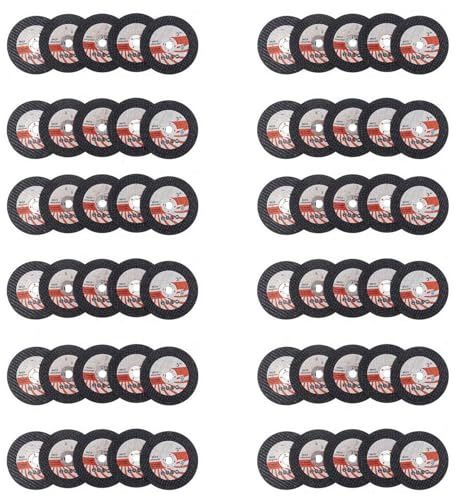Eoslcusmvl 60 Piezas 75Mm Mini Disco de Corte Muela de Resina Circular para Amoladora Angular de 10Mm Disco de Corte de Azulejos de Madera Herramienta EléCtrica