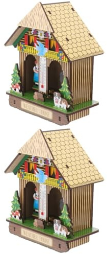 Abaodam 2 Pcs Home Weather House Practical Barometer Outdoor Temperature Humidity Wall Decor