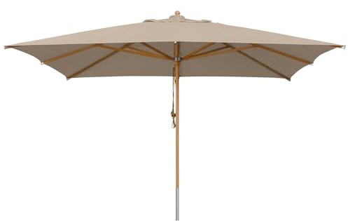 anndora Sonnenschirm 4x4m rechteckig Buche FSC zertifiziert - Gartenschirm mit Holzgestänge - hochwertiger Olefin Stoff - Dark Natural