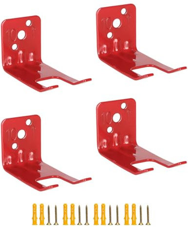 4-Pack Feuerlöscherhalter Universalständer Halterung für Feuerlöscher 10lbs Universelle Rote Wandhalterung für den privaten und gewerblichen Gebrauch, Robust & Einfach zu Installieren​ (Rot)
