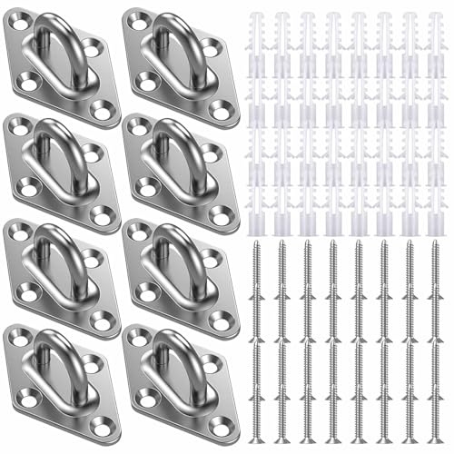M5 Ganchos Placa de Ojo,8 Piezas Placa Ocular Acero Inoxidable,Gancho Techo Rombo Resistente Forma U,Anclaje Pared Gancho Fijación Metal con Kit de Tornillos para Suspensión Fijación Artículos