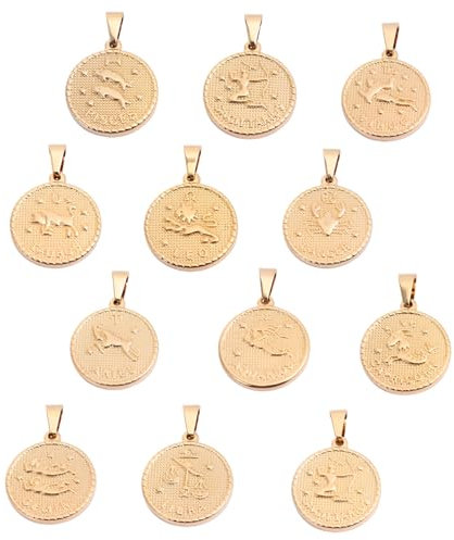 SHINEOFI 12stücke Diy Sternzeichen Anhänger Edelstahl Handgemachte Schmuck Machen Zubehör Für Armbänder Schlüsselanhänger Fußkettchen