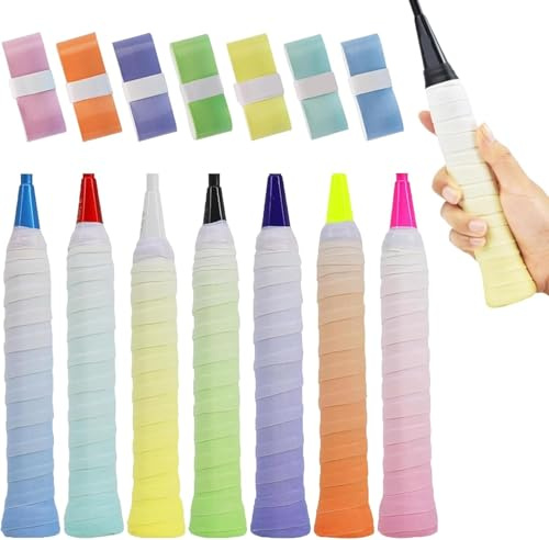 Yuqilin 7 Stück Griffband Tennisschläger, rutschfeste Badminton Griffbands, Selbstklebend Grip Band Tennis, Griffband Badmintonschläger, Overgrip Tennisschläger für Tennis Griffbänder Squash Schläger