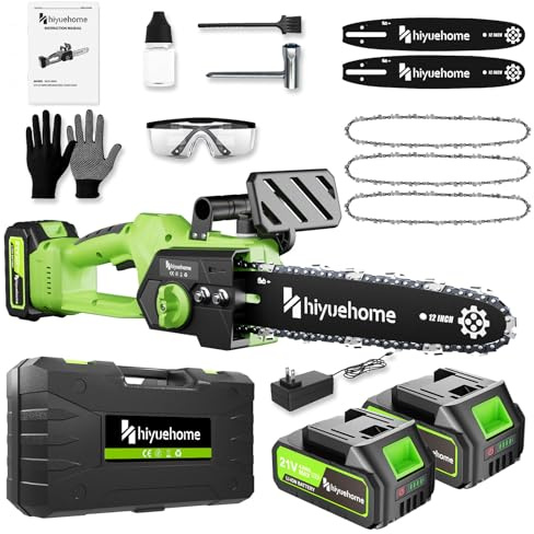 12 Inch Electric Chainsaw Cordless Brushless Battery Tree Saw Green