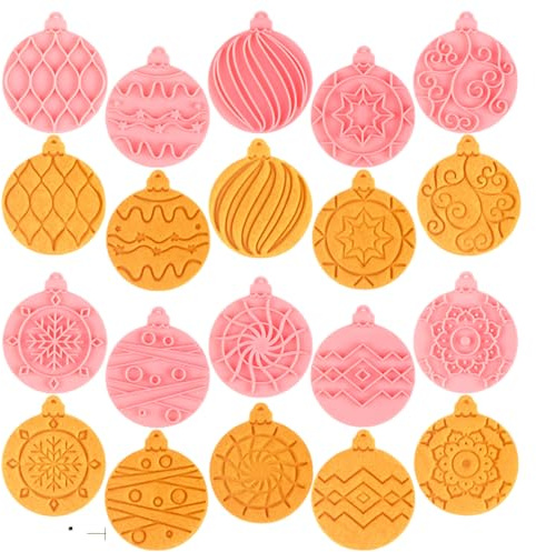 Christmas Cookie Cutter Set – 10pcs Plastic Biscuit Stamps with Xmas Light Bulb Shapes – Fun Cookie Cutters for Holiday Baking & Christmas Party Treats