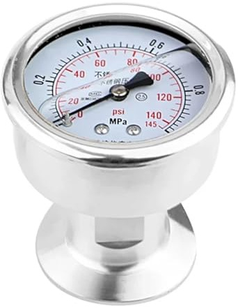 1.5 & 2 Tri Clamp Pressure Gauge - Dual Scale (MPa/PSI) - SS304 Body & SS316 Diaphragm(-0.1-0.9Mpa,50.5mm)