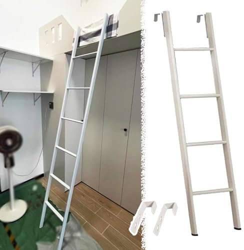 Hochbett Leiter Metall Wohnmobil Wohnwagen Hochbettleiter, Dachgeschoss Wohnheim Hochbett Leiter Zum Einhängen mit Haken, Weiße Austauschbare Steigleitern, 120 135 140 150 160 165 170 180cm(135cm/53)