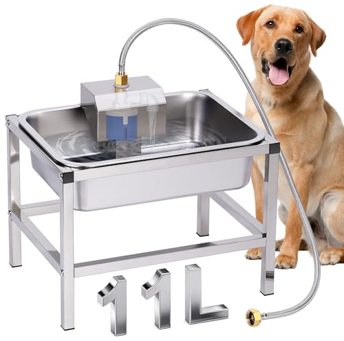 Svauoumu 11L Abreuvoir Automatique pour Chiens,Gamelle SuréLevéE pour Animal de Compagnie en MéTal Durable,Abreuvoir Chien Inox avec Flotteur Abreuvoir Chien Automatique Exterieur,Grande Capacité