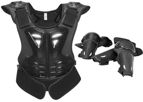 Syengery Equipo De Moto De Cross Para Niños, Traje de Motocross con Protecciones de Codo y Rodilla, Proteccion Para Motocicleta, Para Ninos Y Ninas De 8 A 15 Anos Esqui Patinaje Skateboard Actividades