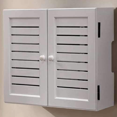 YHWKGZ Wandmontierter WLAN-Router Schrank, Aufbewahrungsschrank for WLAN-Router, Kabelmanagement-Organizer(Wit,52cm/20.4in)