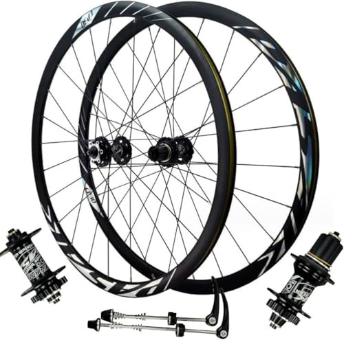 Hjulset Landsvägshjul med Skivbroms 700C, dubbelväggiga fälgar i aluminiumlegering, nav 24H snabbkoppling fram- och bakhjul för cykel 1800G landsvägshjul,Black