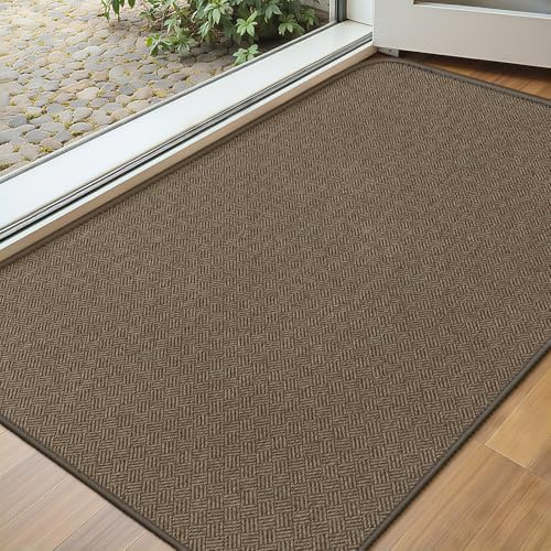 BEISIFLOOR Felpudo Entrada Casa 43x75cm, Alfombra Entrada Casa Antideslizante, Tapete Entrada Absorbentes, Alfombrilla Lavable para Balcón, Pasillo, Cocina, Marrón
