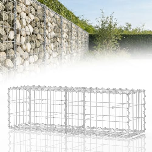 Monucep Lot de 2 gabions - 100 x 30 x 30 cm - En métal galvanisé - Pour mur, jardin, fil de 4 mm d'épaisseur - Avec maille de 5 x 10 cm