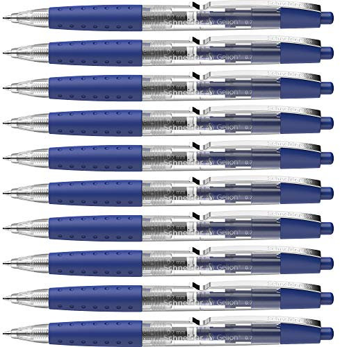Schneider 101003 Gelion Plus Gelschreiber (wechselbare Mine, Strichstärke F, ultra schnelltrocknend) 10er,Packung blau