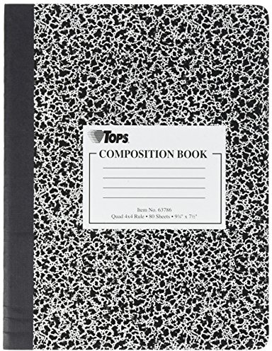 Tops 63786 9-3/4 X 7-1/2 Quad Ruled Composition Notebook