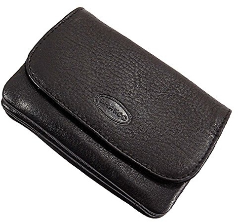 GoBago Branco praktische kleine Leder Herren Gürtelbörse aus Rindleder, Geldbörse in 3 Farben Portemonnaie mit Schlaufen für Gürtel, Geldbeutel 10 x 7 cm (Schwarz)
