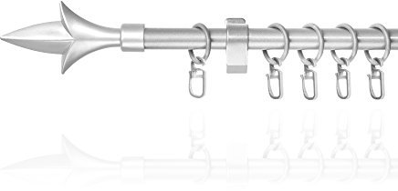 Lichtblick Gardinenstange Lilie, 16 mm, ausziehbar, 1 läufig, 130-240 cm Länge, inklusive Wandhalter und Ringe mit Faltenleghaken Silber
