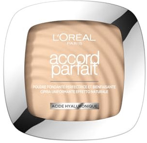 L'Oréal Paris - Poudre Fondante Perfectrice Bienfaisante - Enrichie en Pigments Minéraux & Acide Hyaluronique - Tous les Types de Peaux - Accord Parfait - Teinte : Ivoire Rosé (1.R) - 9 g