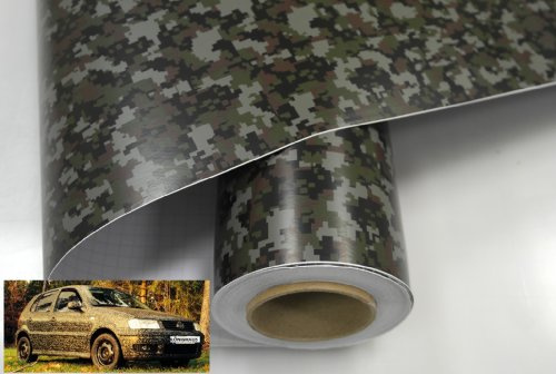 Könighaus (9,87€/m2) Woodland Digital Camo 300 x 152 cm blasenfrei mit Anleitung (Camouflage Autofolie)