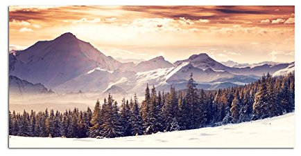 Augenblicke Wandbilder Impression photo sur toile montée sur châssis Motif : paysage hivernal avec montagnes et forêt 120 x 60 cm