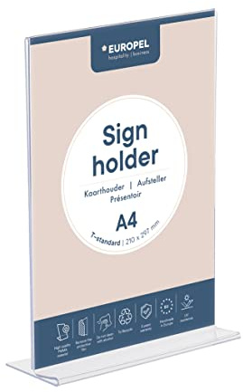 OPUS 2 350052 - Soporte de sobremesa, forma en T, acrilico Transparente, para A4 vertical