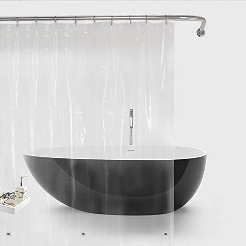 Bamyko Clear Shower Curtain Liner 72 x 72 Inch -100% PEVA Shower Curtains with Magnetic Hem, Odorless- Anti Mould-Stylish and Water Repellent Shower Liner for Bathroom (Transparent 183 x 183 cm)
