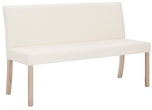 vidaXL Sitzbank mit Rückenlehne 139,5cm Polsterbank Esszimmerbank Wartebank Bank Lederbank Küchenbank Essbank Flurbank Wohnzimmer Cremeweiß Kunstleder