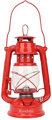 Hurricane Lamps, Vintage Storm Lantern Lights Oil Lamp Burning Lantern Retro Kerosene Lamps Classic Oil Lamp Table Lanterns for Home, Garden, Camping Citronella(Red)