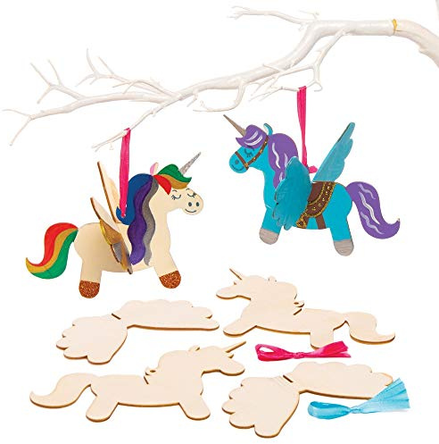 Baker Ross AT312 3D Einhorn Holz Bastelset für Kinder - 6er-Pack, 17,5 x 24 x 4 cm, zum Basteln und Gestalten