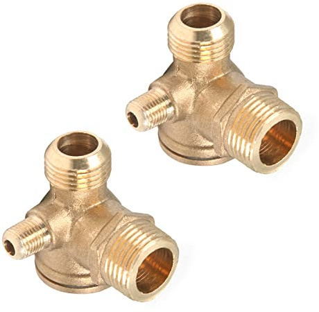 Othmro 3-Wege-Messing-Luftkompressor-Rückschlagventil, 20 x 19 x 10 mm, Außengewinde, pneumatisches Zubehör, Luftkompressorventil, Außengewinde, Rückschlagventil, Ersatzteile, Rohrverbinderwerkzeug, 2