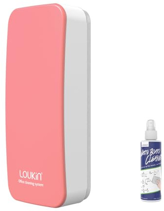 loukin Cancellino magnetico cancellabile a secco, cancellino per lavagna bianca, rimozione lavagne in vetro, 100,5 ml, detergente per lavagna bianca, per scuola, casa e ufficio (rosa)