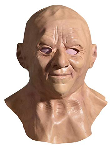 windyday Realistische Alte Mann Maske Halloween Latex Opa Gesicht Kopfmaske Professor Vollmask Faschingsmaske, Hautfarben, Einheitsgröße