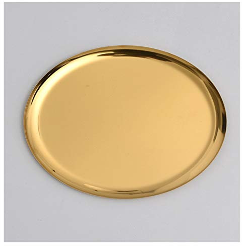 QSCTYG Bandeja para Servir Placa De Acero Inoxidable De Oro Placa De Paleta De Metal Pastel De Torta Disco De Escritorio Plato De Almacenamiento 33 (Color : Gold Big Disc 28cm)