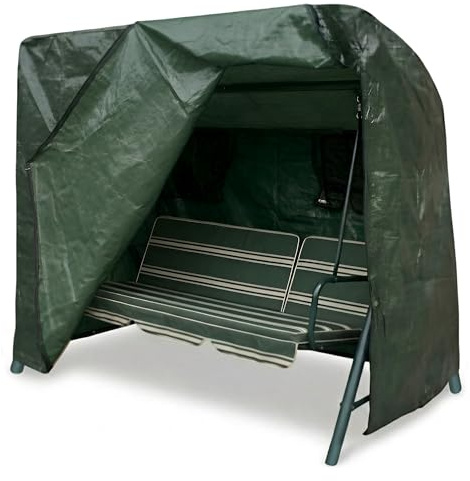 Fine Garden 3 Seater Garden Bench Cover Waterproof, Heavy Duty Polyester Outdoor Hammock , Swing Cover With Zip Closure,UV Resistant Windproof With Breathable Mesh(215x125x168cm,Green)
