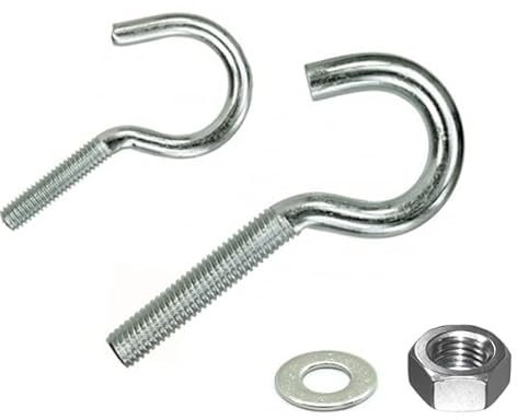 Metrische Schraubhaken inkl. Muttern + Scheiben, Gewinde M4-M8, Stahl verzinkt (10, M4 x 40 mm)