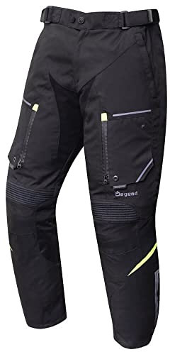 DEGEND Sweep - Motorcykelkläder | Mäns Motorcykel Byxor Vattentät - Andas - Kort vind med skydd på knä med reflektionsmedel, Svart, 3XL