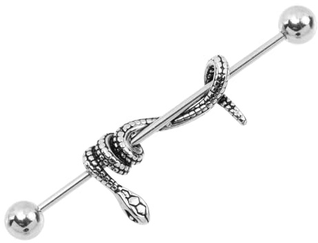 USHOBE Gothic Schlangenförmige Langhantel Knorpelohrring Aus Edelstahl Punk Ohrknochen Piercing 4.50X1.00X0.50Cm Für Party Und Alltag