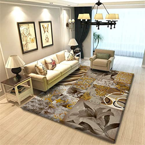DJHWWD Fleckerlteppich braun Flur Teppich Angebote Einfaches, Modernes, Geometrisches 3D-Wohnzimmer-Schlafzimmer 60x120cm Wohnzimmer rund Für Terrasse