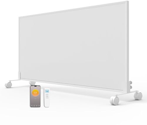 Infrarotheizung Standgerät - 700 Watt - App Steuerung & Fernbedienung & Thermostat - Elektroheizung mit Standfüßen & Wandmontage - Standheizung mit Rollen - Überhitzungsschutz - Energieeinsparend