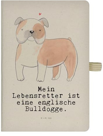 Mr. & Mrs. Panda DIN A4 Baumwoll Notizbuch Englische Bulldogge Lebensretter - Geschenk, Hundebesitzer, English Bulldog, Kladde, Adressbuch,