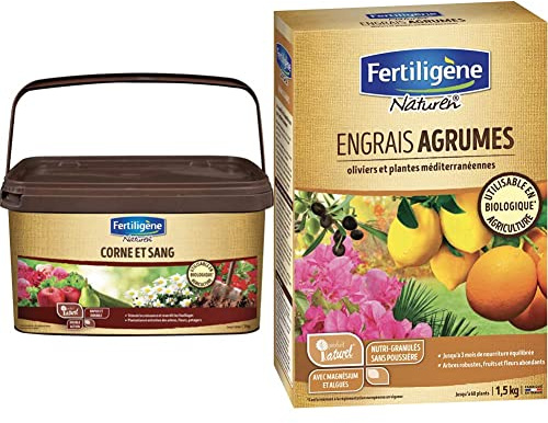 Naturen 8408 Corne et Sang Engrais 3 kg & Engrais Agrumes 1,5 kg