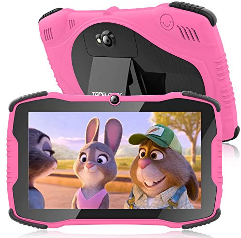 TOPELOTEK Kids Tablet for Toddlers 7IN Children's Tablets with Case Included, Educational Tablets for Kids with WiFi, Dual Camera, Parental Controls, Shock Proof Child Tablet for Toddler Boys Girls