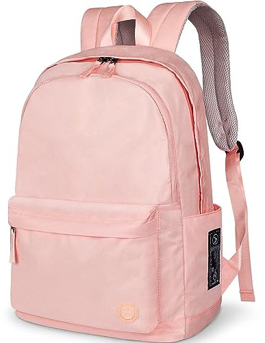 Mochila unisex clásica escolar universitaria ligera casual para viajes bolsa de trabajo de negocios, para niños, se adapta a portátiles de 15 pulgadas (Rosa)