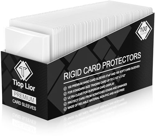 200 Stück Hartkartenhüllen, 3x4 Premium Schutzhüllen, Dicke Sammelkartenhüllen passend für MTG, Sammelkarten, Sportkarten (100 Hartkartenhüllen + 100 durchsichtige Hüllen)