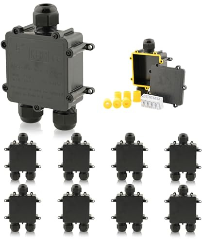 Intratec 10x Boîte de dérivation étanche 3 ouvertures 4-14mm – IP68 Boîte de distribution pour extérieur, installation facile dans le jardin & câbles enterrés – 35 x 127 x 93mm