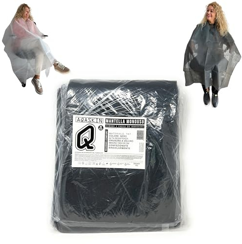AQASKIN Einweg-Umhänge aus 30 g/m² Vliesstoff – Mengenrabatte – Einzeln verpackt – Maße 130 x 120 cm – 20er-Packung – Klettverschluss, Einheitsgröße (Schwarz, 200 Stück)