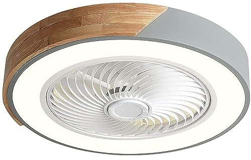 fUfIzU Ventilateur De Plafond LED 60W avec Éclairage Silencieux Moderne Bois Invisible Smart Fan Plafonnier Ultra Silencieux Ventilateur De Plafond avec Télécommande Salle À Manger Chambre Salon,Gris