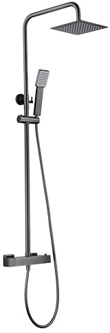 MICE BTAR025/BGM Ensemble barre de douche thermostatique robinetterie de salle de bain Colonne de douche pour eau chaude et froide Black Gun Metal